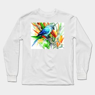 Parrot and Tropical Foliage, Tropical Colors Long Sleeve T-Shirt